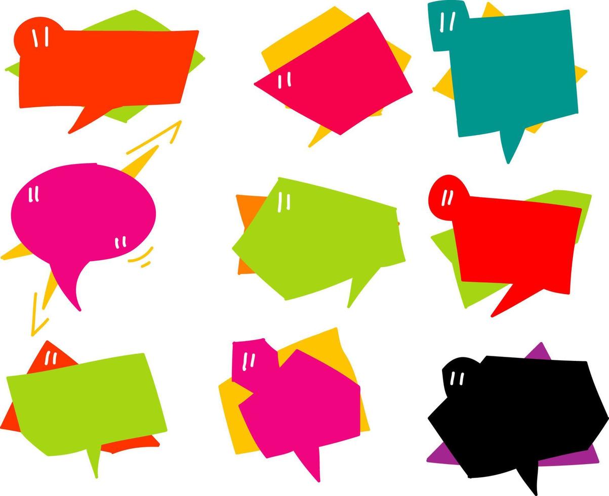 hand drawn Quotes frames. Quote remark, mention quotations frame and text template. Talk remark quotation frames, citation memo or dialog box bubble. doodle art vector