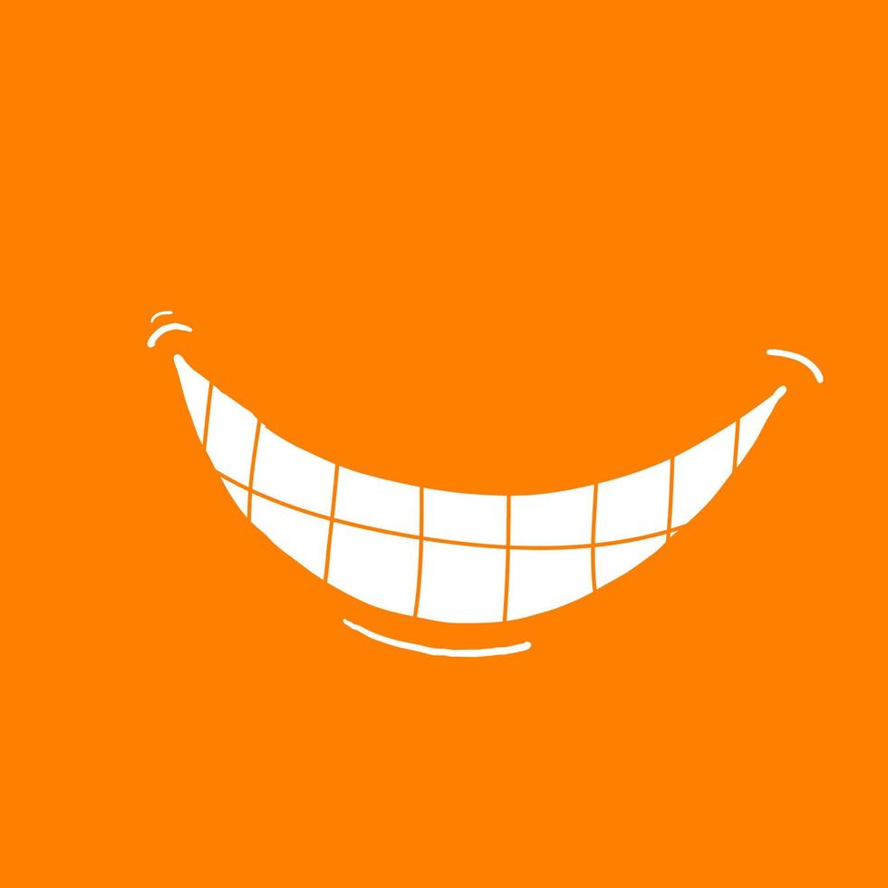 sonrisa de garabato dibujada a mano o riendo mostrando los dientes para descubrir una ilustración del plan con estilo de dibujos animados vector