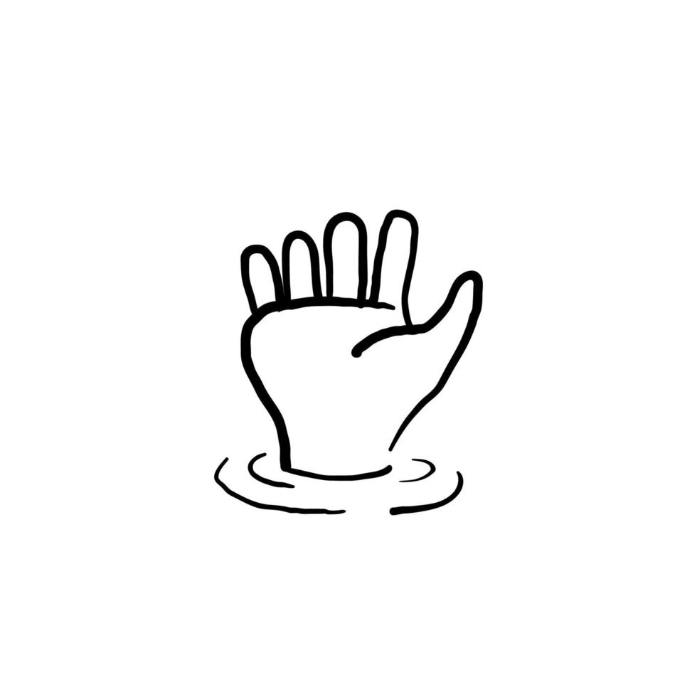 hand drawn people drowning underwater asking for help. doodle vector