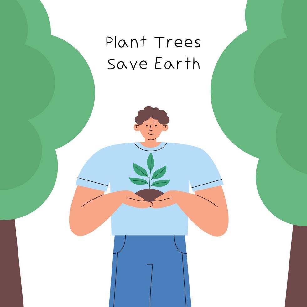 Man holding sprout in hands vector