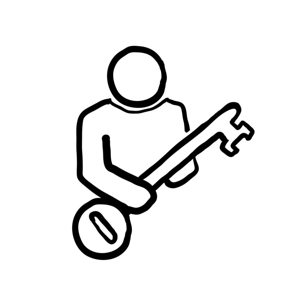 hand drawn person holding key symbol for key employee illustration doodle vector