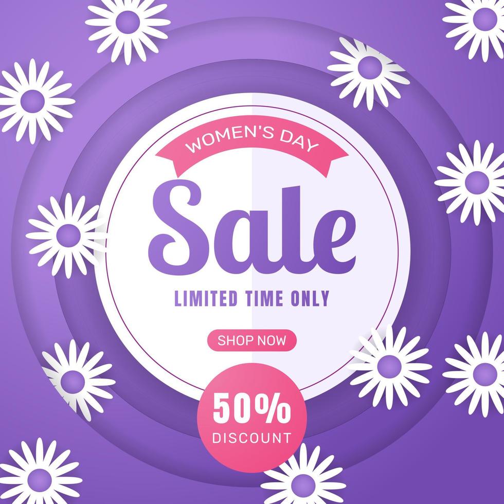 Paper style international women's day sale banner. - Vector. vector