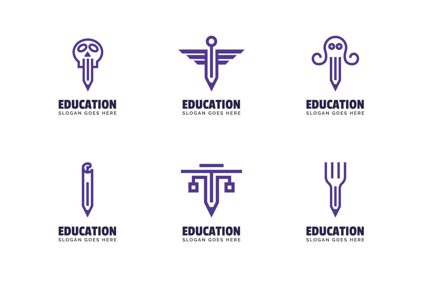 conjunto de diseño de logotipo de lápiz moderno vector