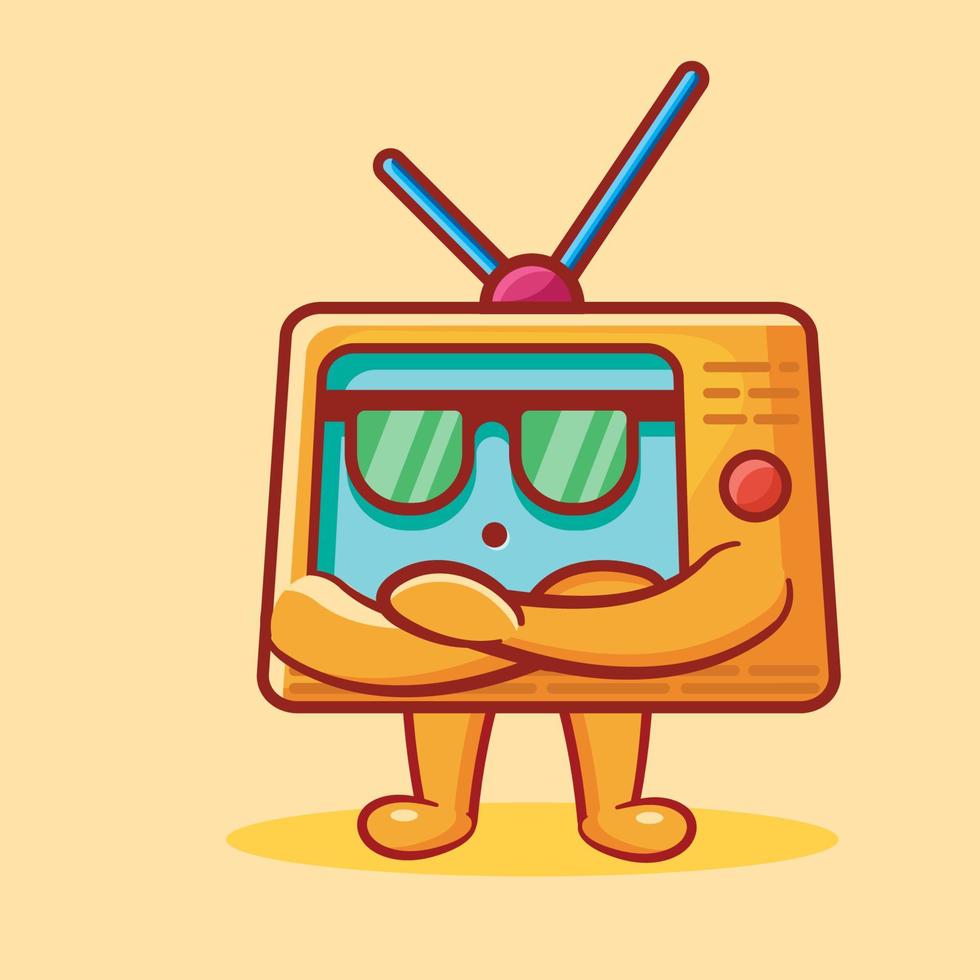 cute television mascot with cool gesture isolated vector illustration