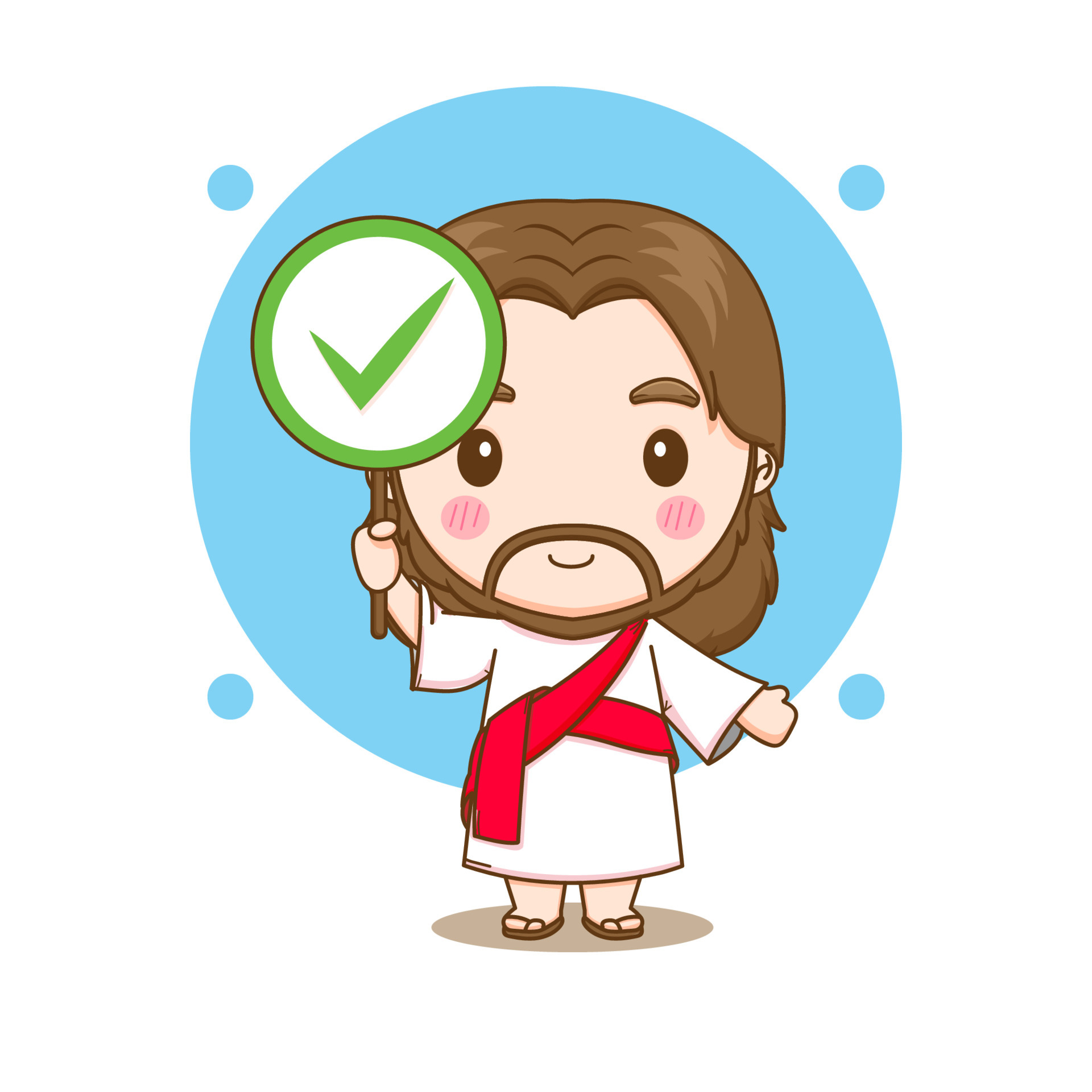 Cute Jesus cartoon character with right sign 5533954 Vector Art at Vecteezy
