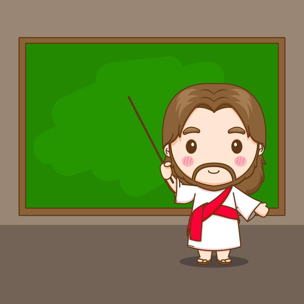 Cute Jesus cartoon character as a teacher vector