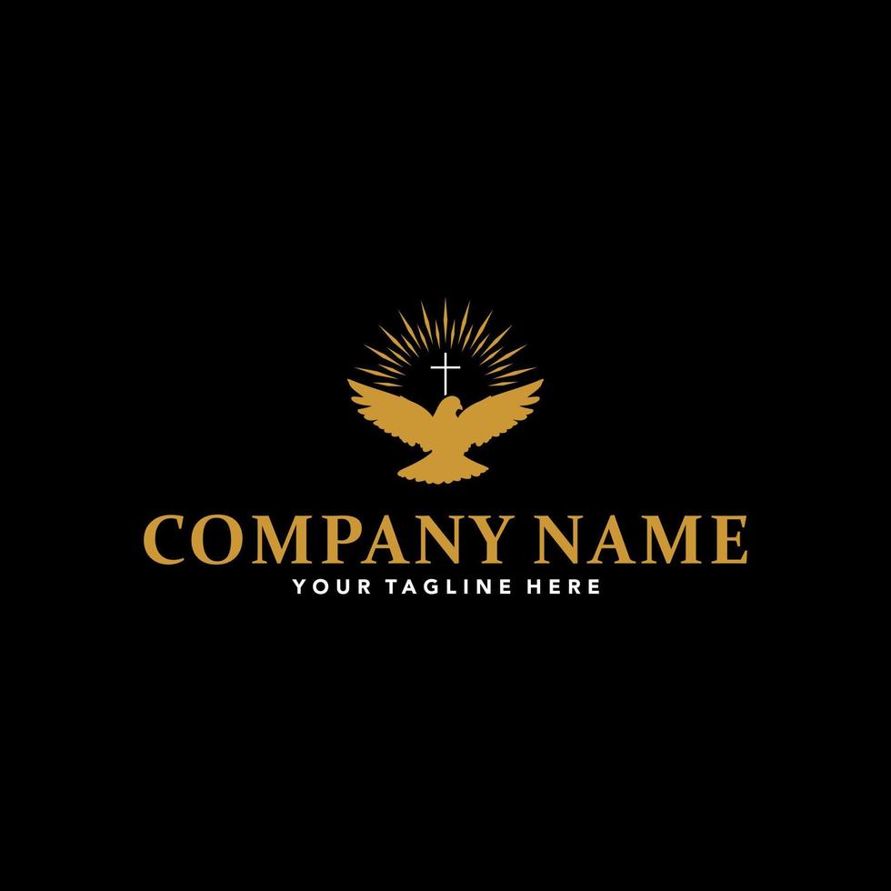 a christian logo design with flying dove vector