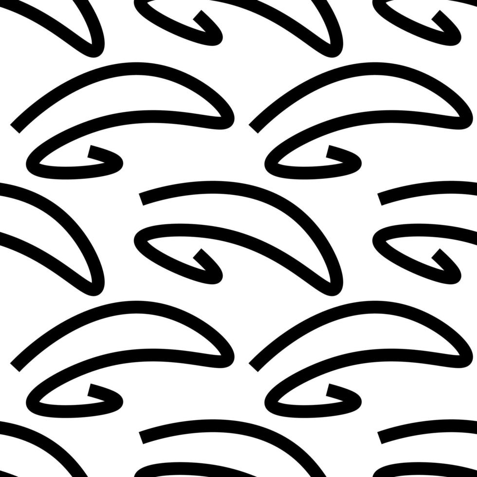 curved chaotic lines - seamless pattern. curved curves - black and white ornament. flat style wallpaper vector