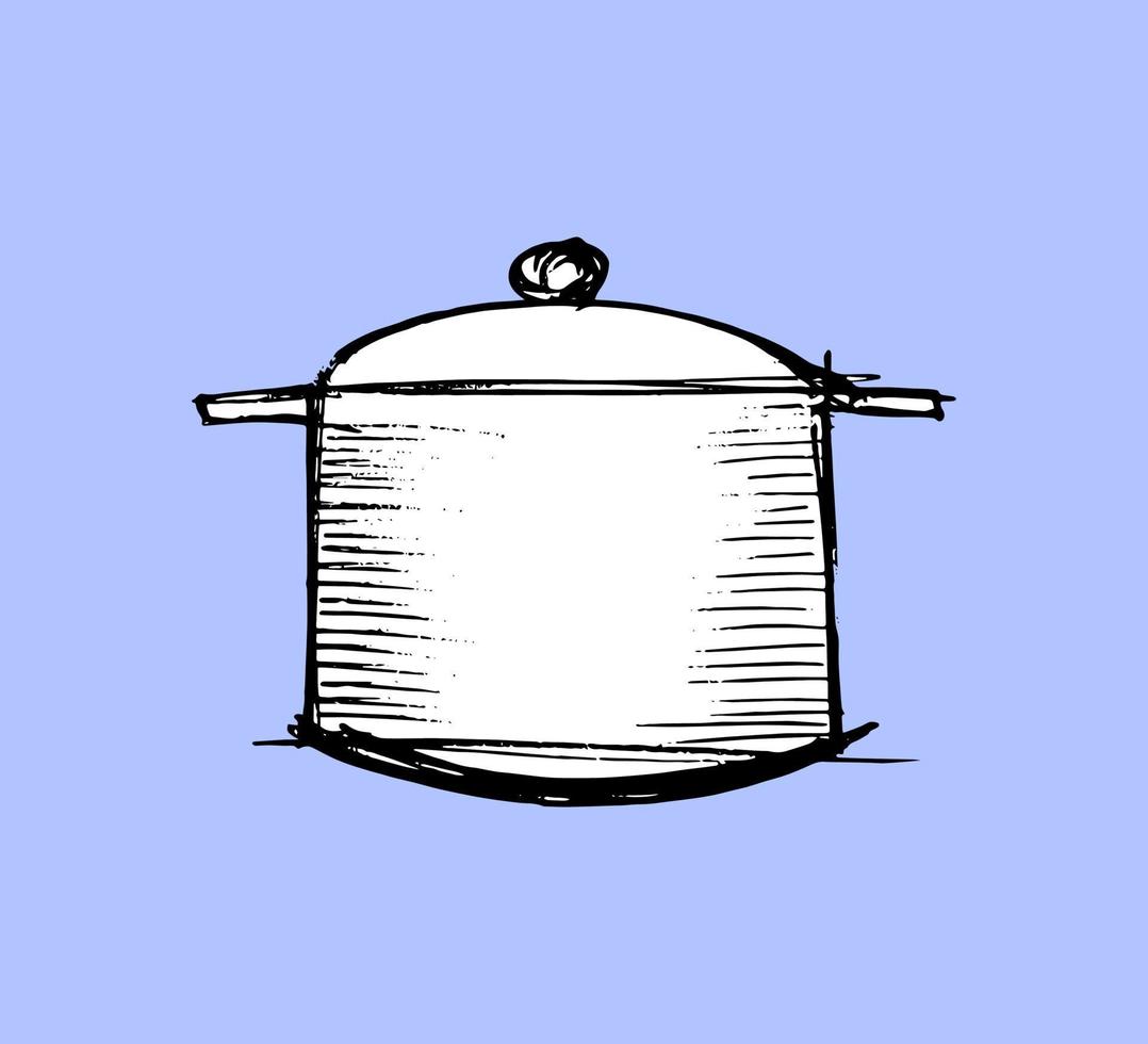 saucepan sketch. utensils for kitchen - vector illustration in flat style. cooking utensils
