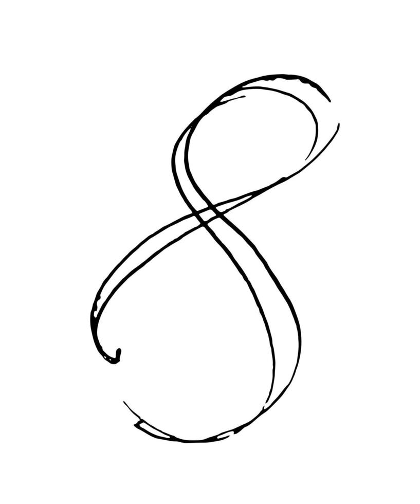number 8 hand drawn. number 8 sketch - vector illustration isolated on white background. eight digit thin lines