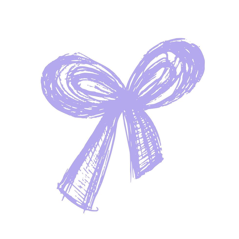 bow drawn by hand. bow decor element for a gift Very Peri vector