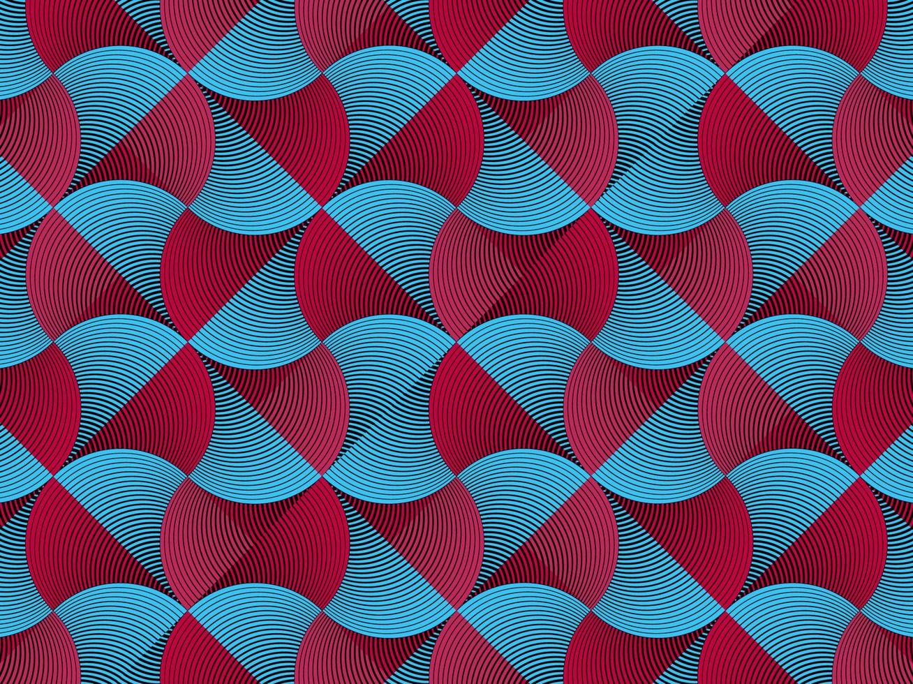 African Wax Print fabric, Ethnic kanka kikoy ornament for your design, colorful tribal motifs, overlapping geometric elements. Vector texture, afro kitenge textile, Ankara fashion style background