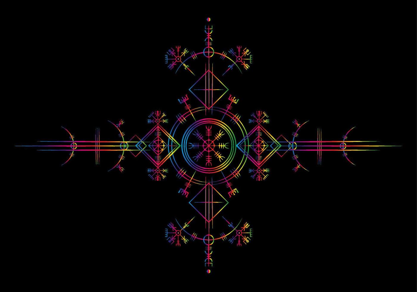 Magic ancient viking art deco, White Vegvisir navigation compass ancient. The Vikings used many symbols in accordance to Norse mythology,  widely used in Viking society. Logo icon Wiccan esoteric sign vector