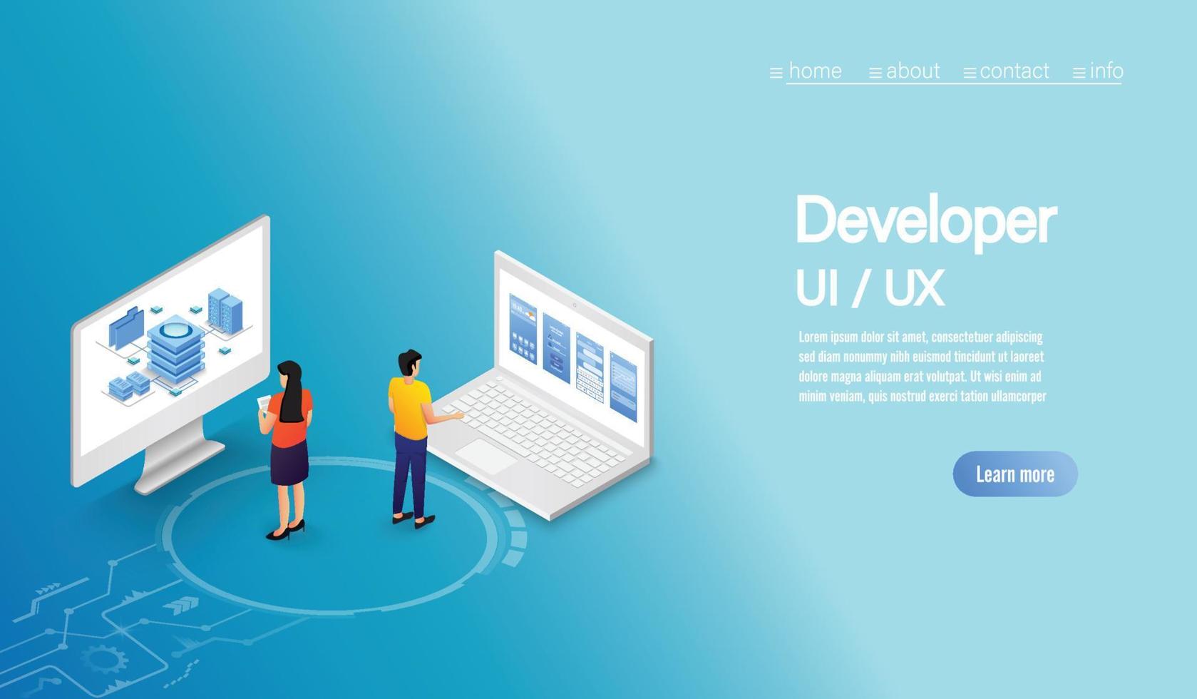 Business concept peoples working UI UX Development. Vector illustrations.