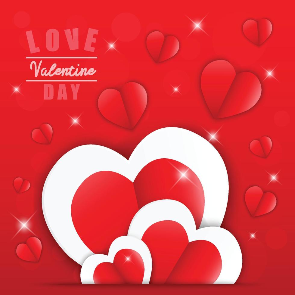 Love for Valentine's day. Happy valentines day and wedding design Paper heart. Vector illustration. Red Background With Ornaments, Hearts. Doodles and curls. Be my Valentine