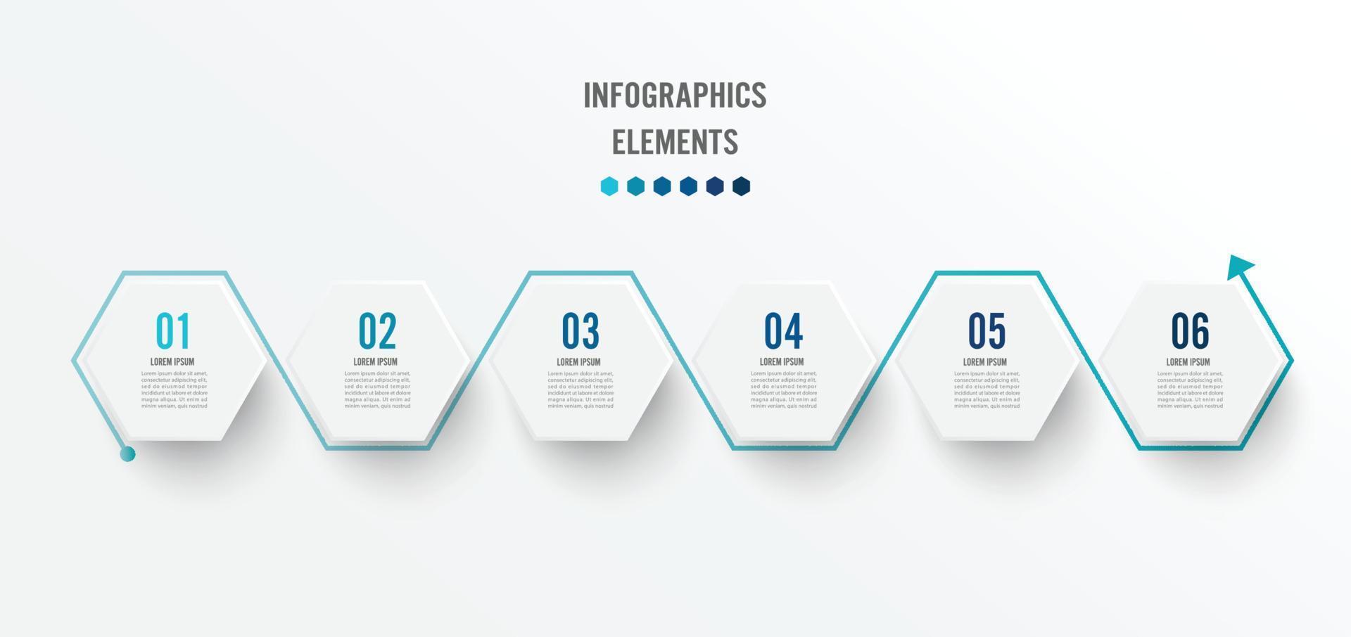 Elementos abstractos de la plantilla de infografía gráfica con etiqueta, círculos integrados. concepto de negocio con 6 opciones. para contenido, diagrama, diagrama de flujo, pasos, partes, infografías de línea de tiempo, diseño de flujo de trabajo. vector