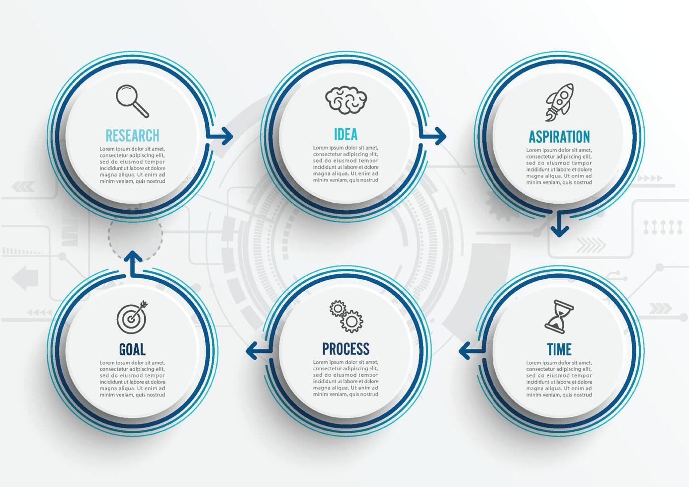 Vector infographic template with icons and 6 options or steps. Infographics for business concept. Can be used for presentations banner, workflow layout, process diagram, flow chart, info graph.