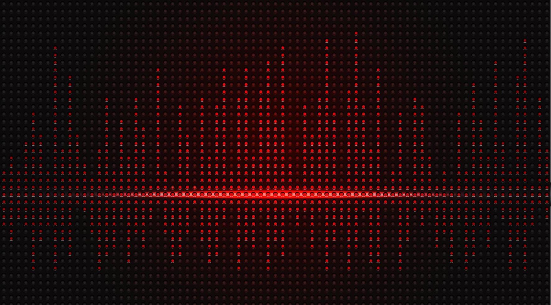Glowing red dotted sound wave wallpaper. Spotted light graph equalizer with color dodge style background. vector