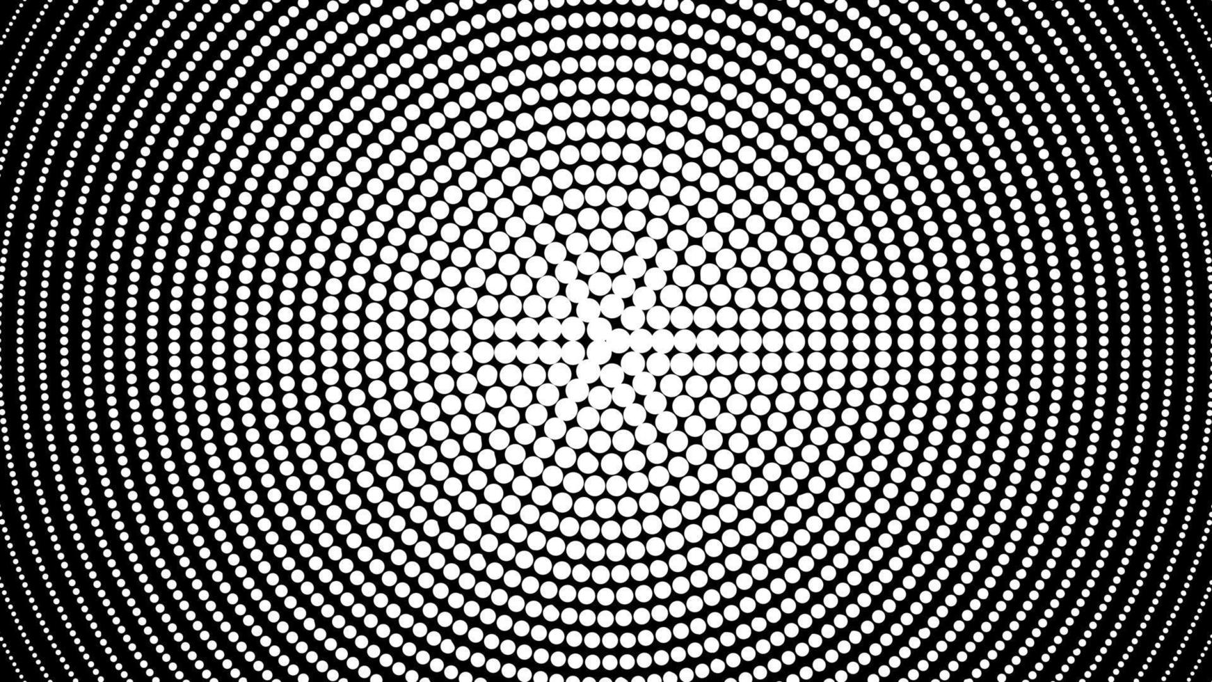 vórtice espiral de medio tono en blanco y negro. fondo monocromo con ilusión de movimiento de círculos vector