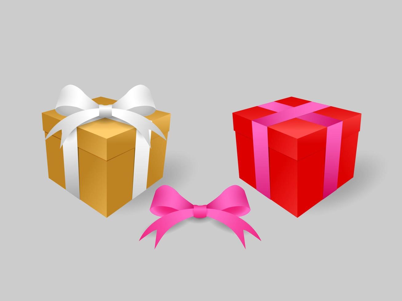 3d realistic gift box wrapped with silk ribbon. vector