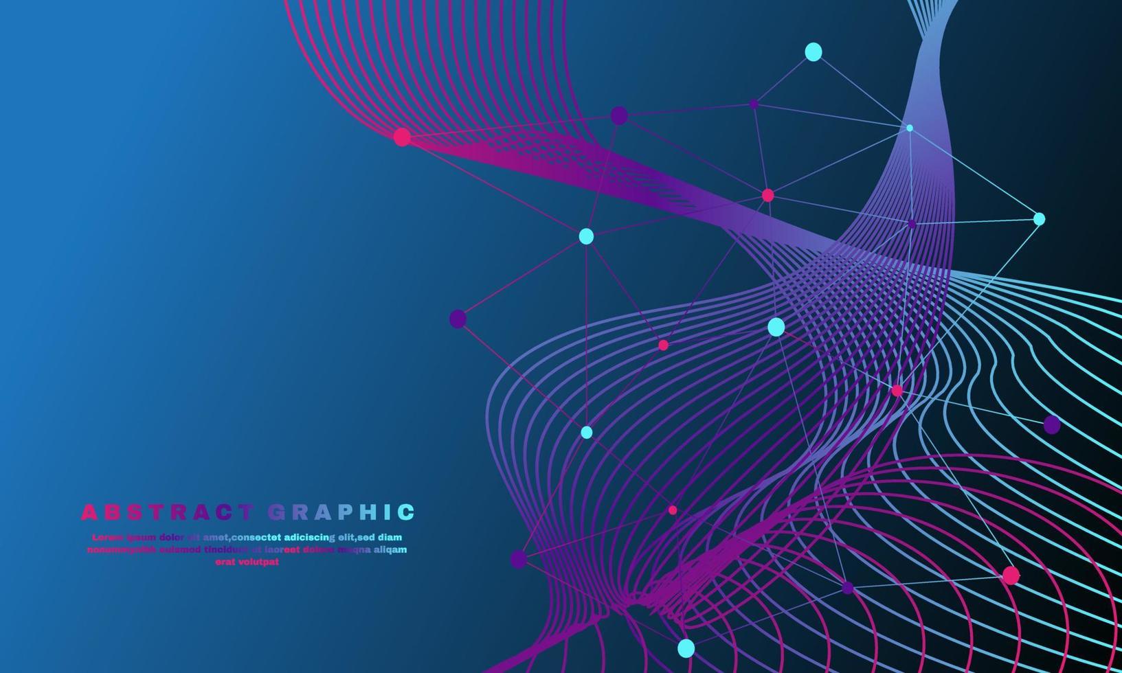Awesome geometric abstract background with connected lines and wave flow molecule and communication part 2 vector