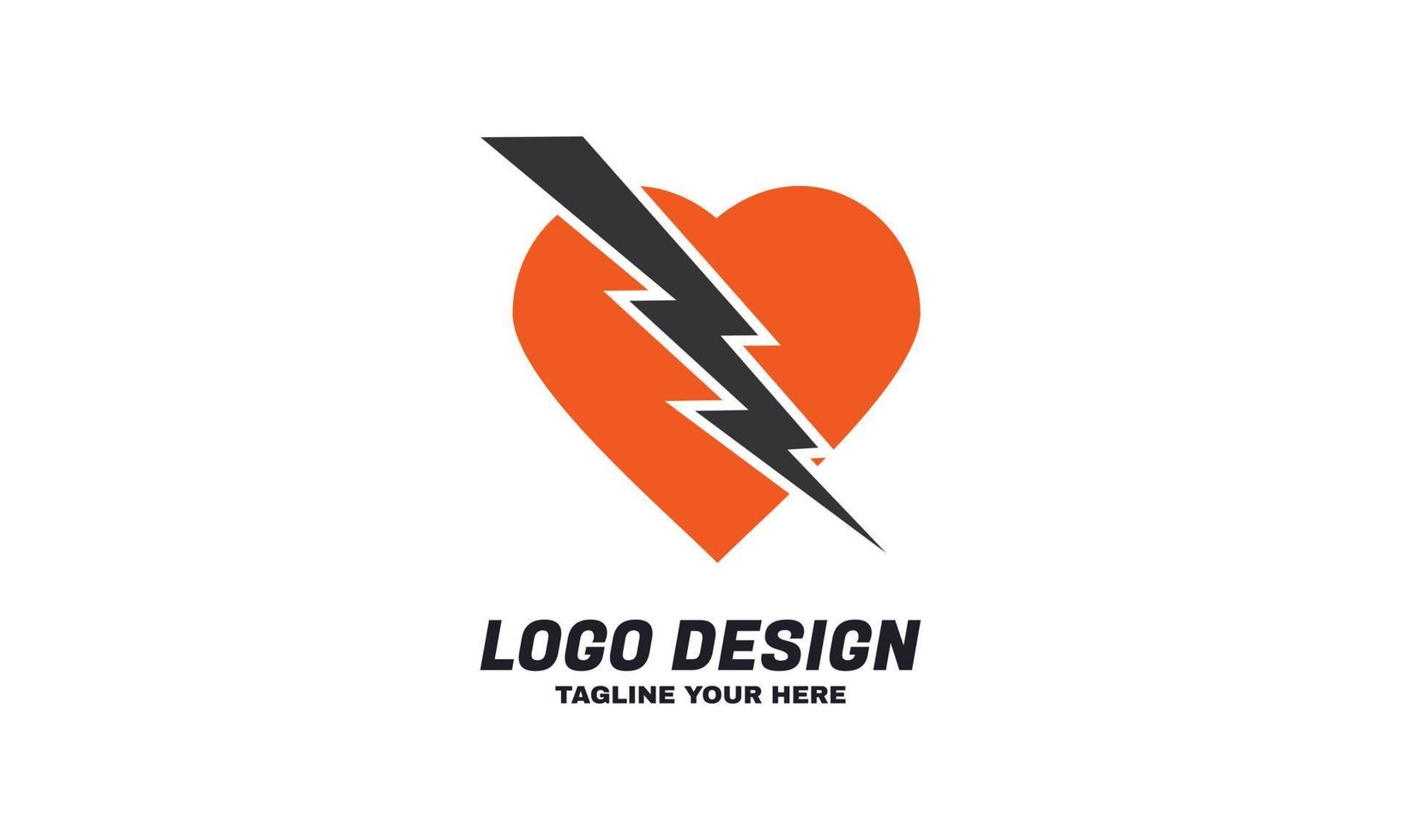 plantilla de diseño de logotipo de amor y flash corporativo de negocio de vector de stock