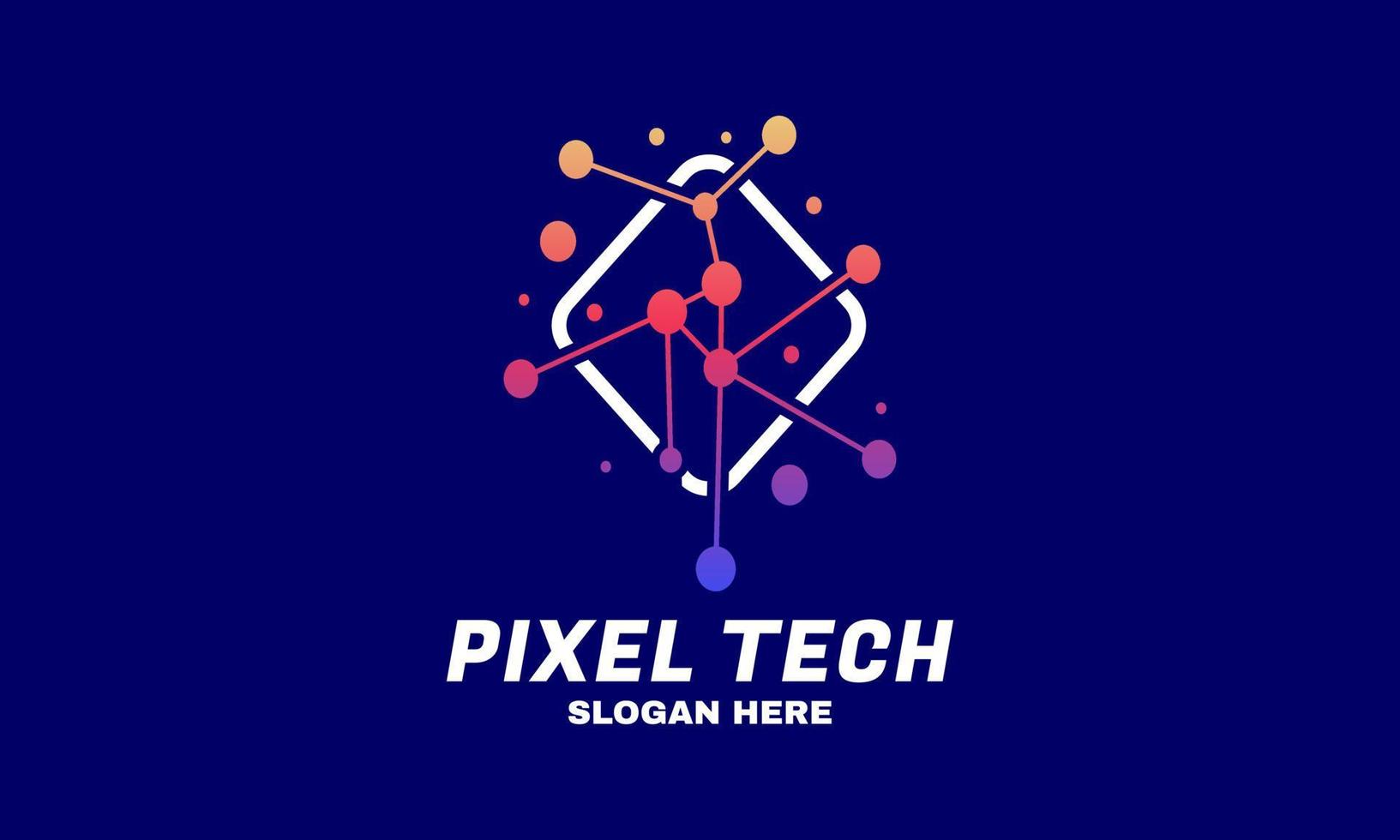 stock illustration Pixel technology logo designs concept vector Network Internet logo