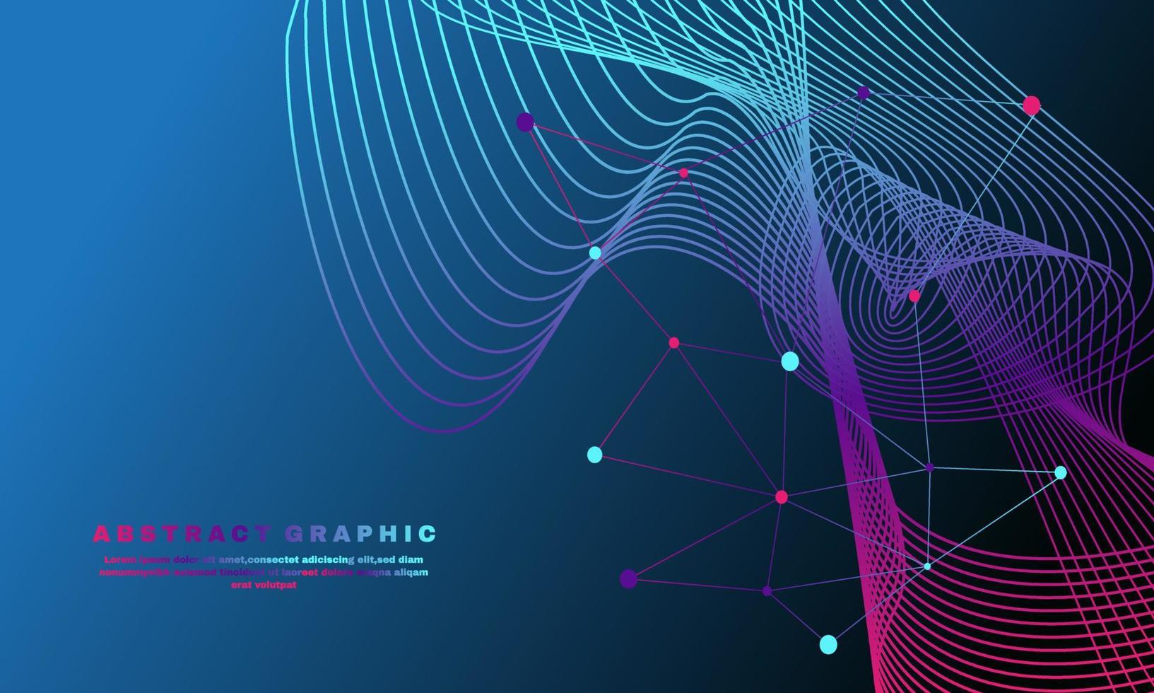 Awesome geometric abstract background with connected lines and wave flow molecule and communication vector