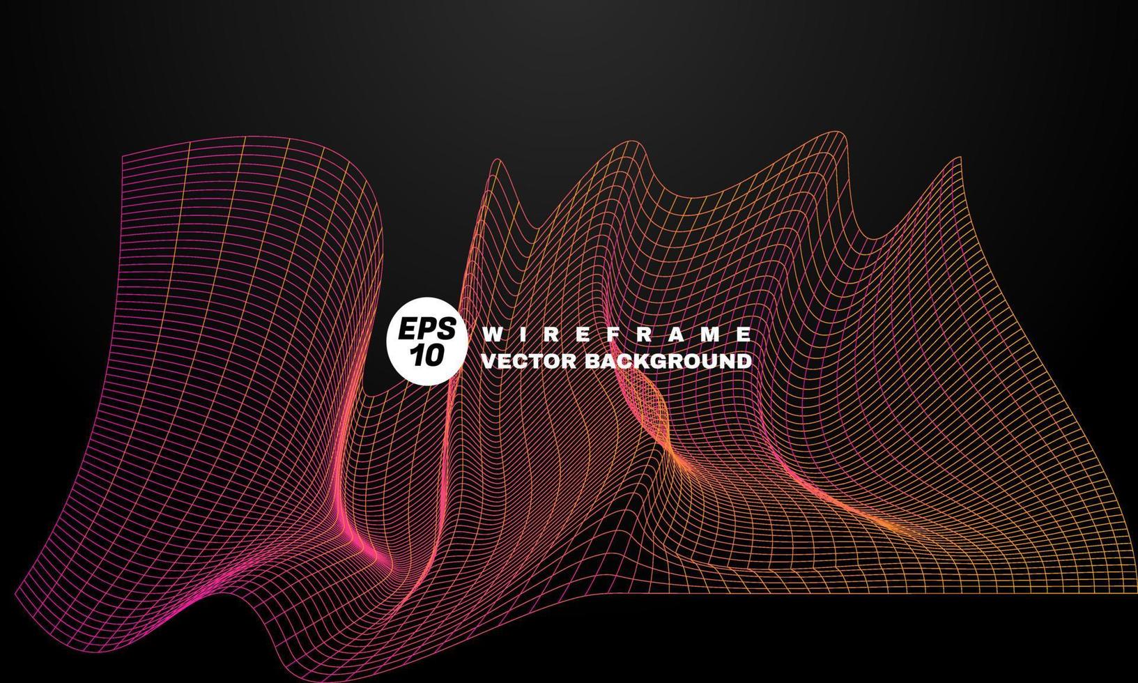 stock illustration abstract wireframe background vector grid digital cyberspace landscape background part 4