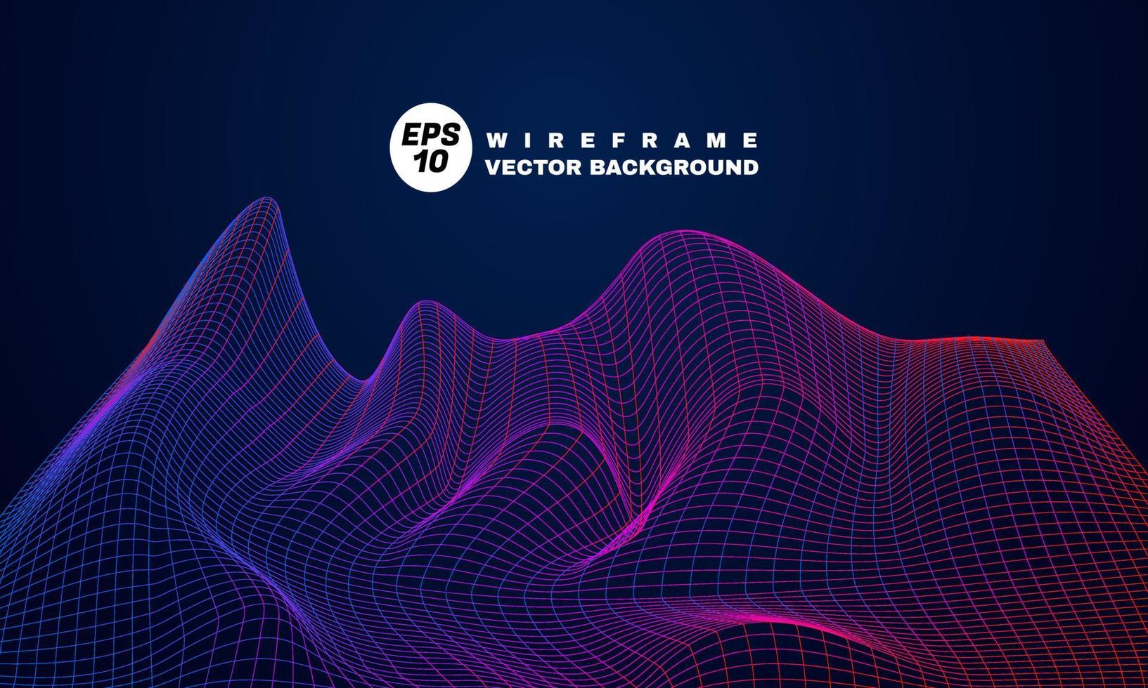stock vector wireframe background vector grid digital cyberspace landscape background part 4