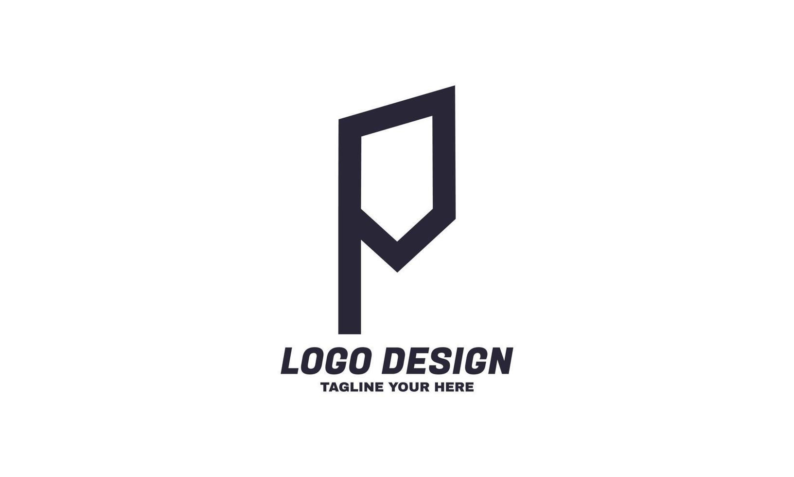 stock vector letter P logo monogram minimalist style