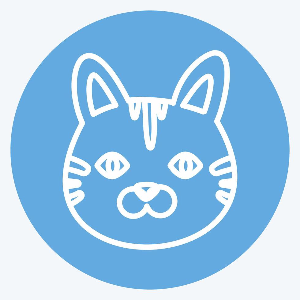 icono de cara de gato en estilo moderno de ojos azules aislado en fondo azul suave vector