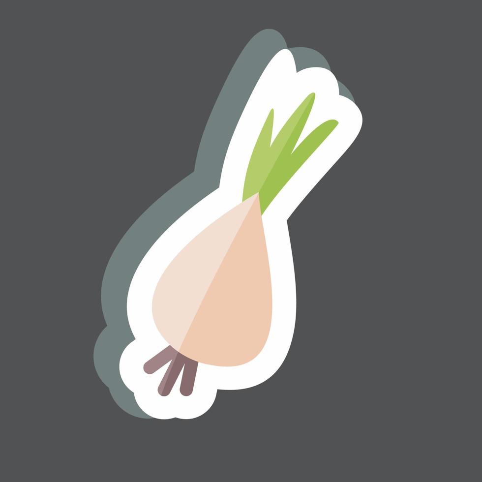 Spring Onion Sticker in trendy isolated on black background vector