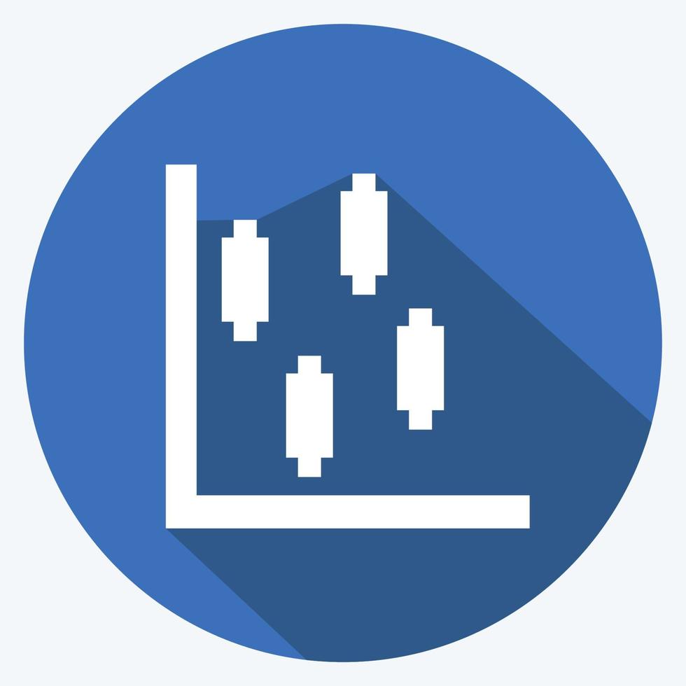 Candlestick Chart Icon in trendy long shadow style isolated on soft blue background vector