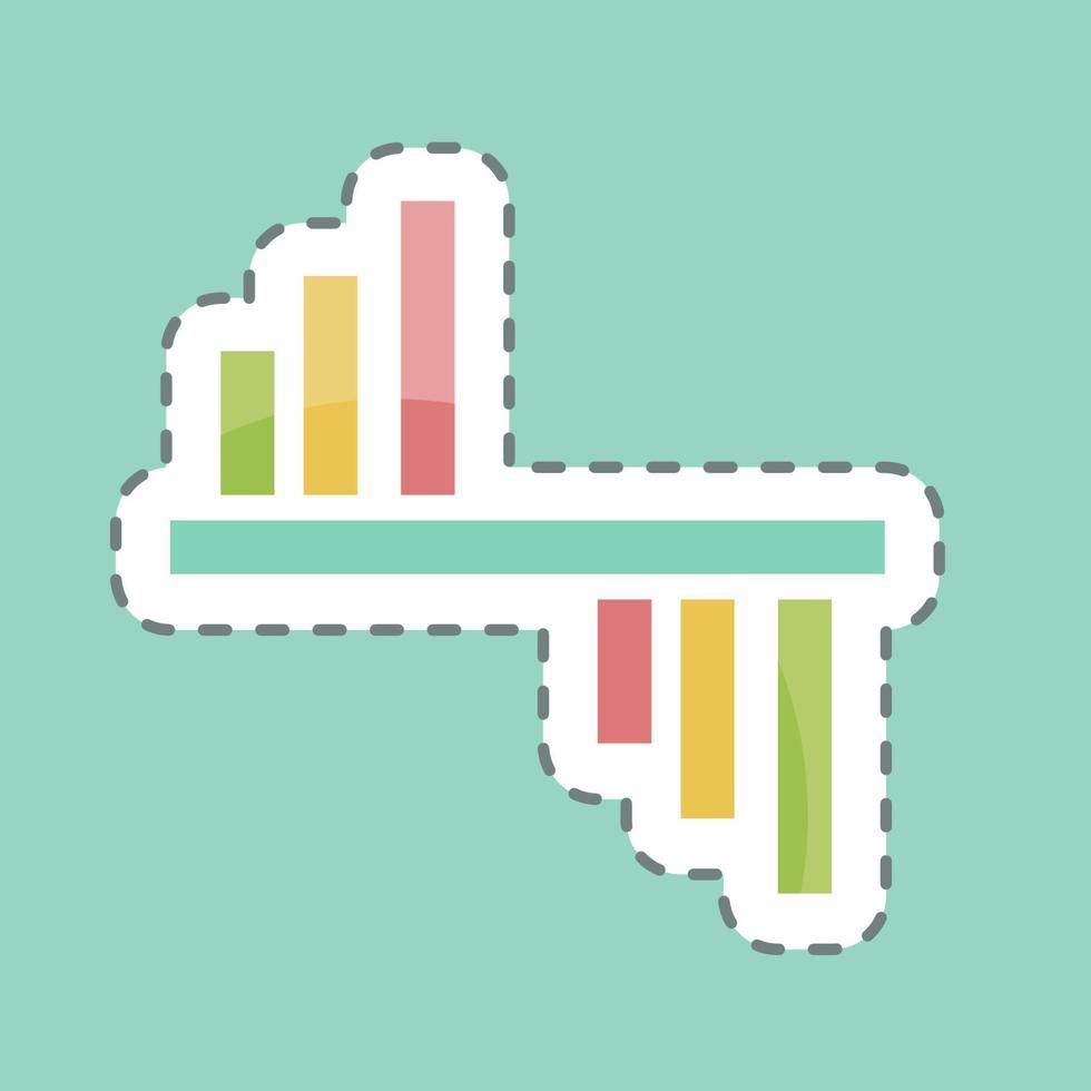 Graphical Representation Sticker in trendy line cut isolated on blue background vector