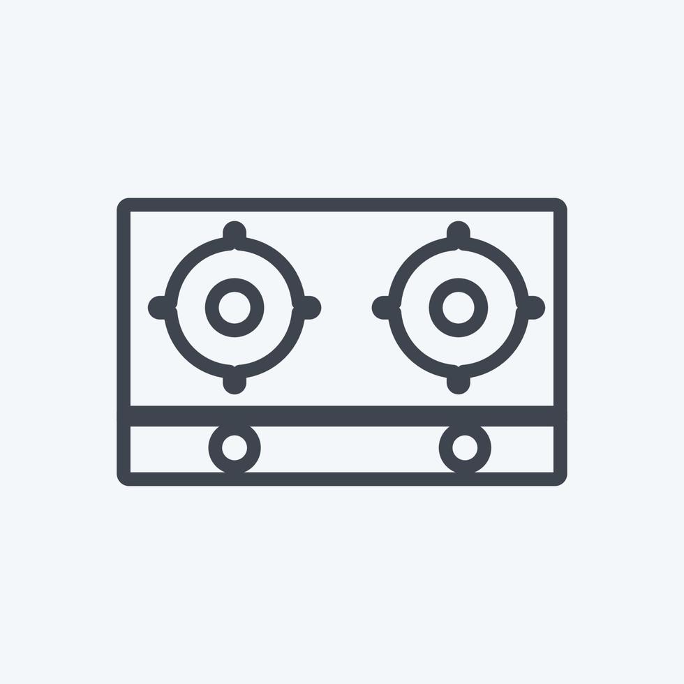 Cooking Stove Icon in trendy line style isolated on soft blue background vector