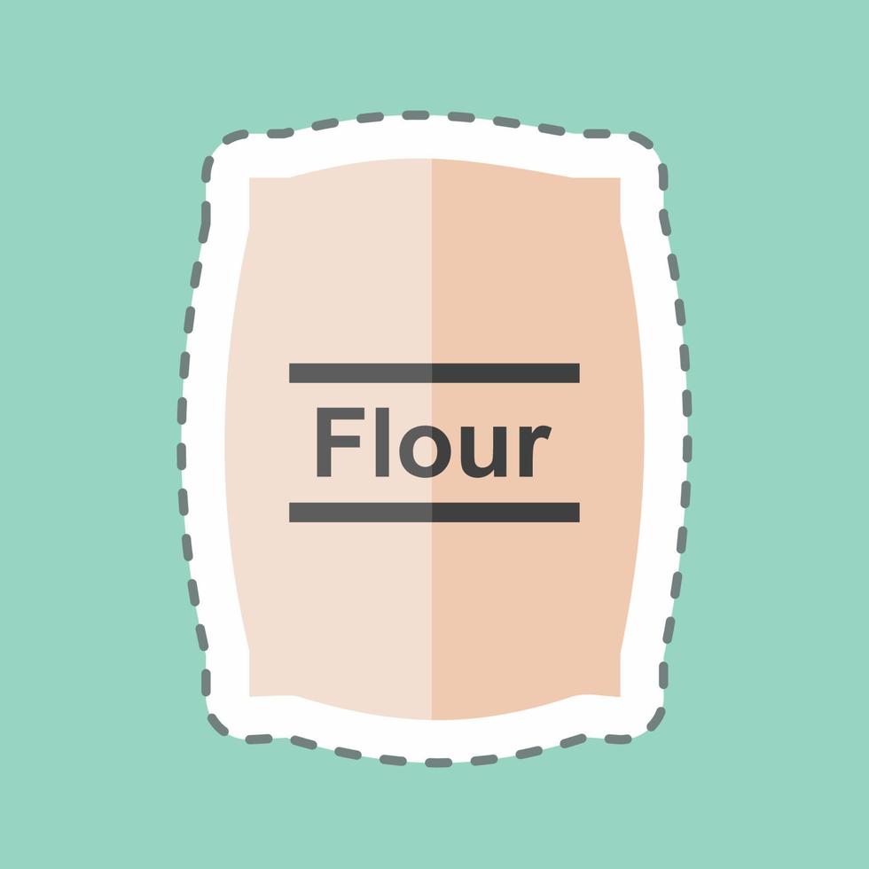 Flour bag Sticker in trendy line cut isolated on blue background vector