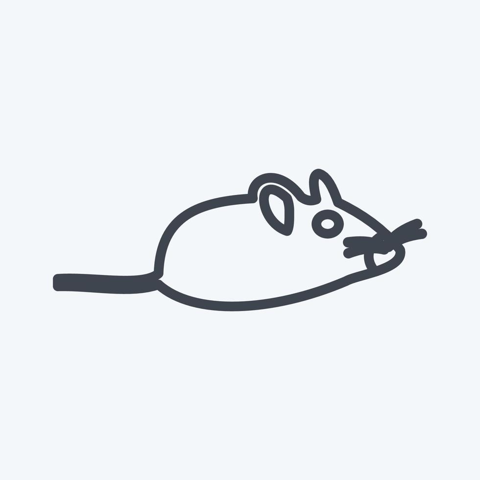 icono de ratón mascota en estilo de línea de moda aislado en fondo azul suave vector