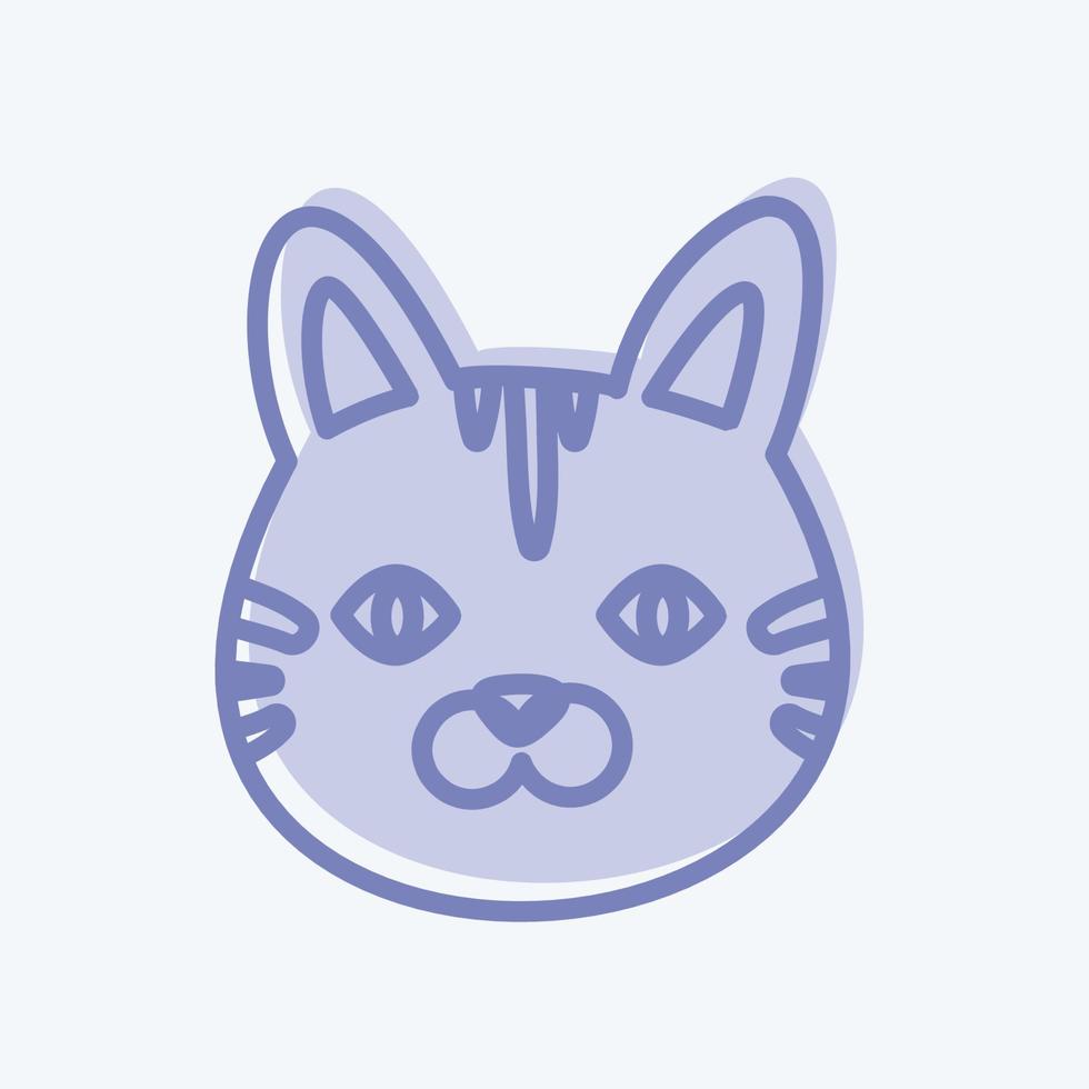 ícono de cara de gato en un moderno estilo de dos tonos aislado en un fondo azul suave vector