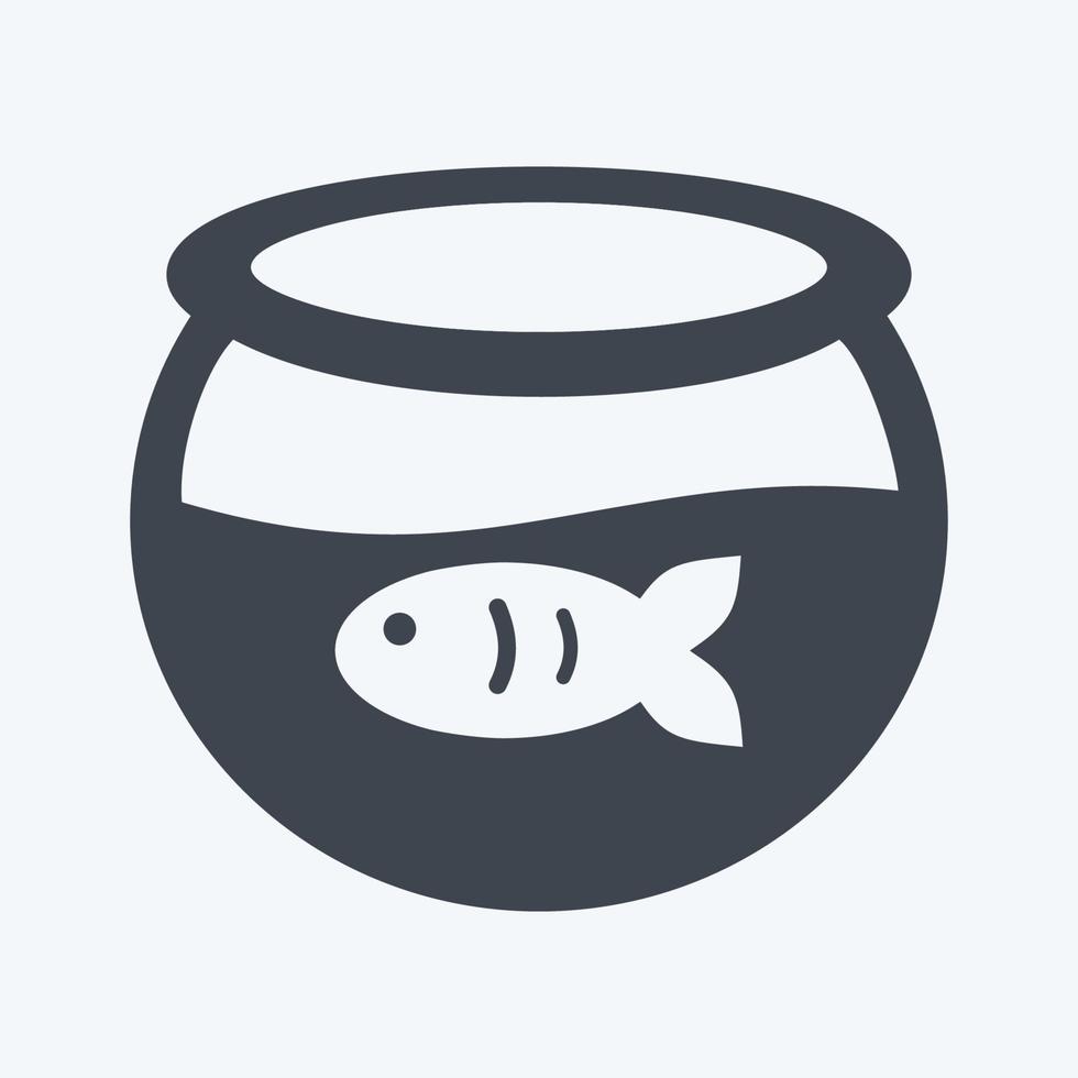 Fish in Tank Icon in trendy glyph style isolated on soft blue background vector