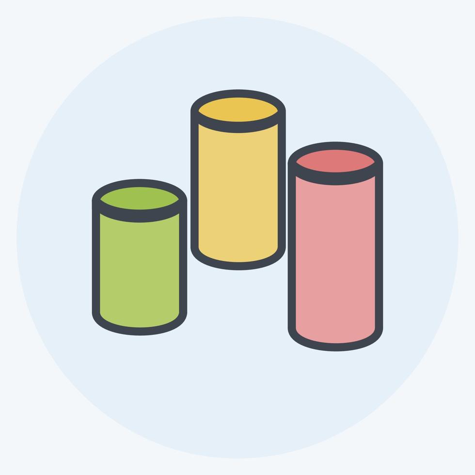 Cylindrical Bars Icon in trendy color mate style isolated on soft blue background vector