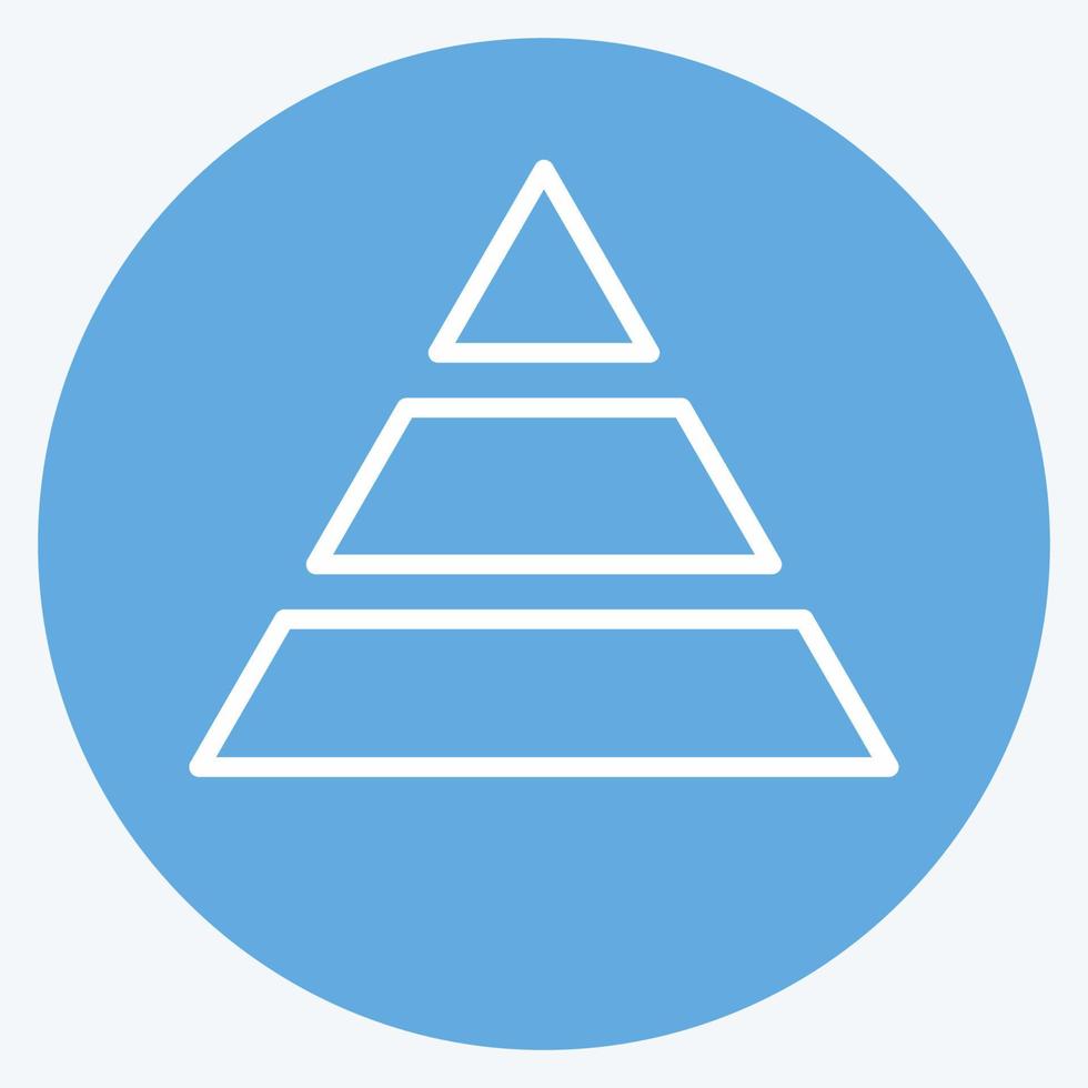 Pyramid Chart Icon in trendy blue eyes style isolated on soft blue background vector