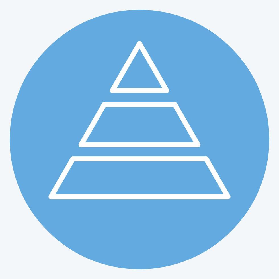 Pyramid Chart Icon in trendy blue eyes style isolated on soft blue background vector