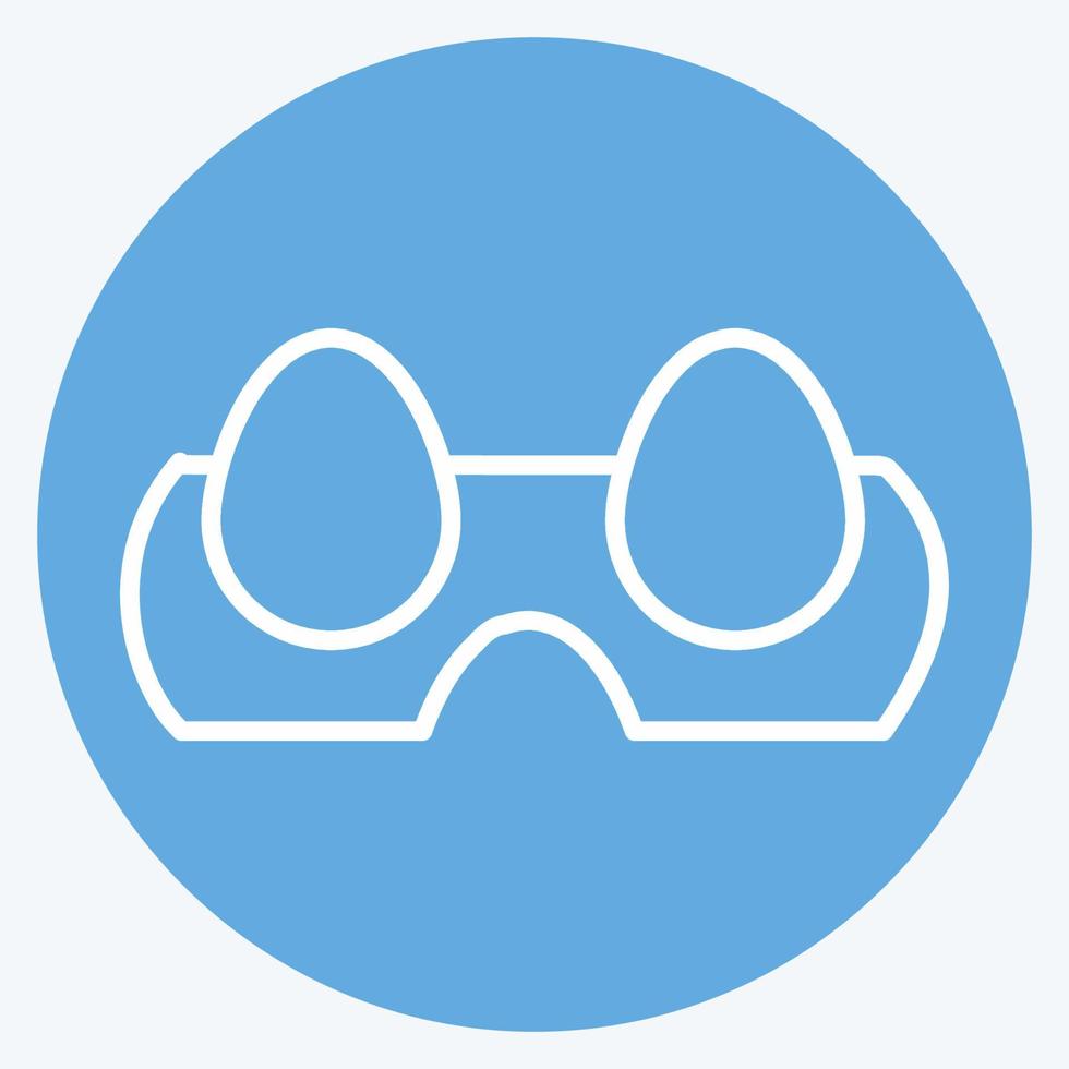 icono de huevos en estilo moderno de ojos azules aislado en fondo azul suave vector