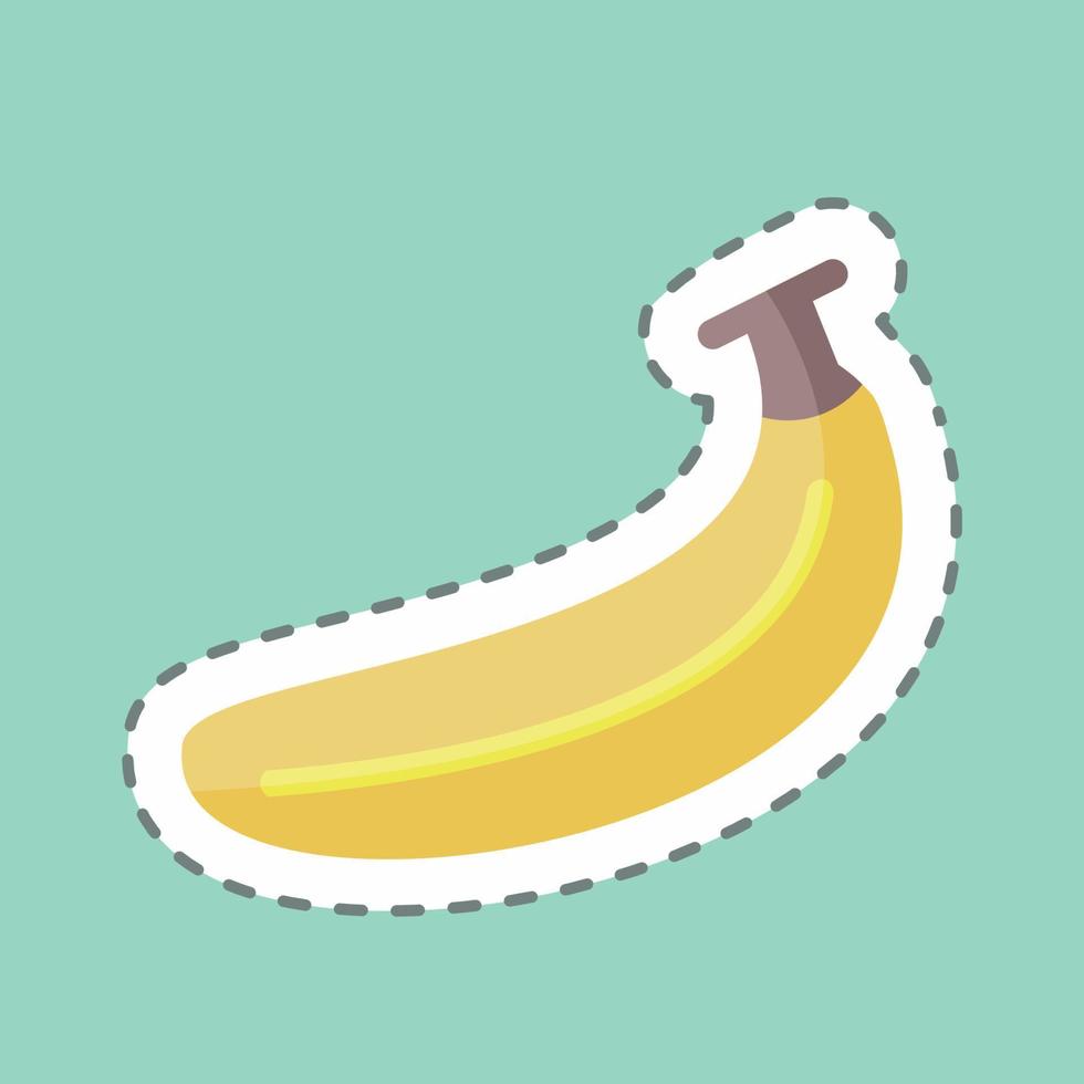 Bananas Sticker in trendy line cut isolated on blue background vector