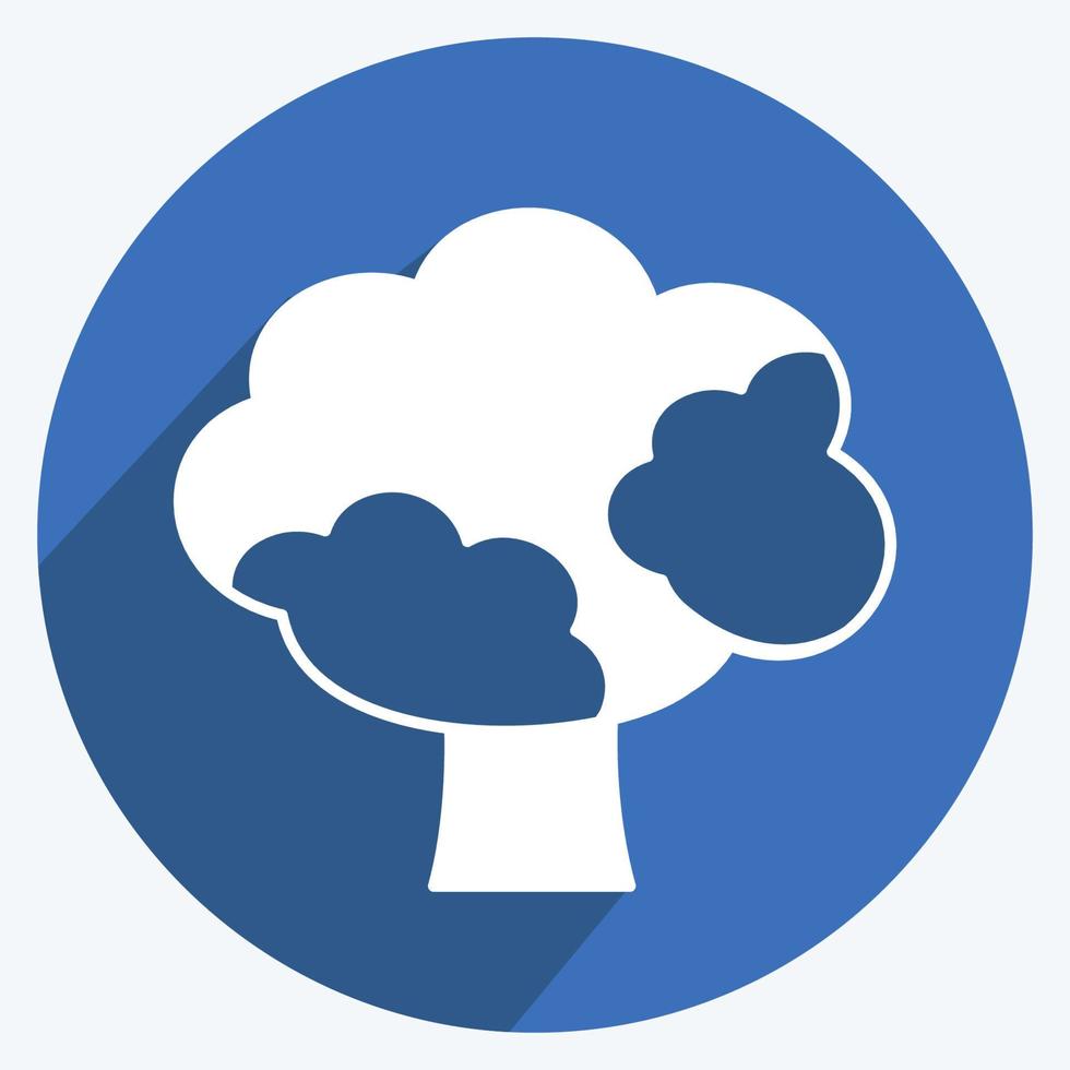 Broccoli Icon in trendy long shadow style isolated on soft blue background vector