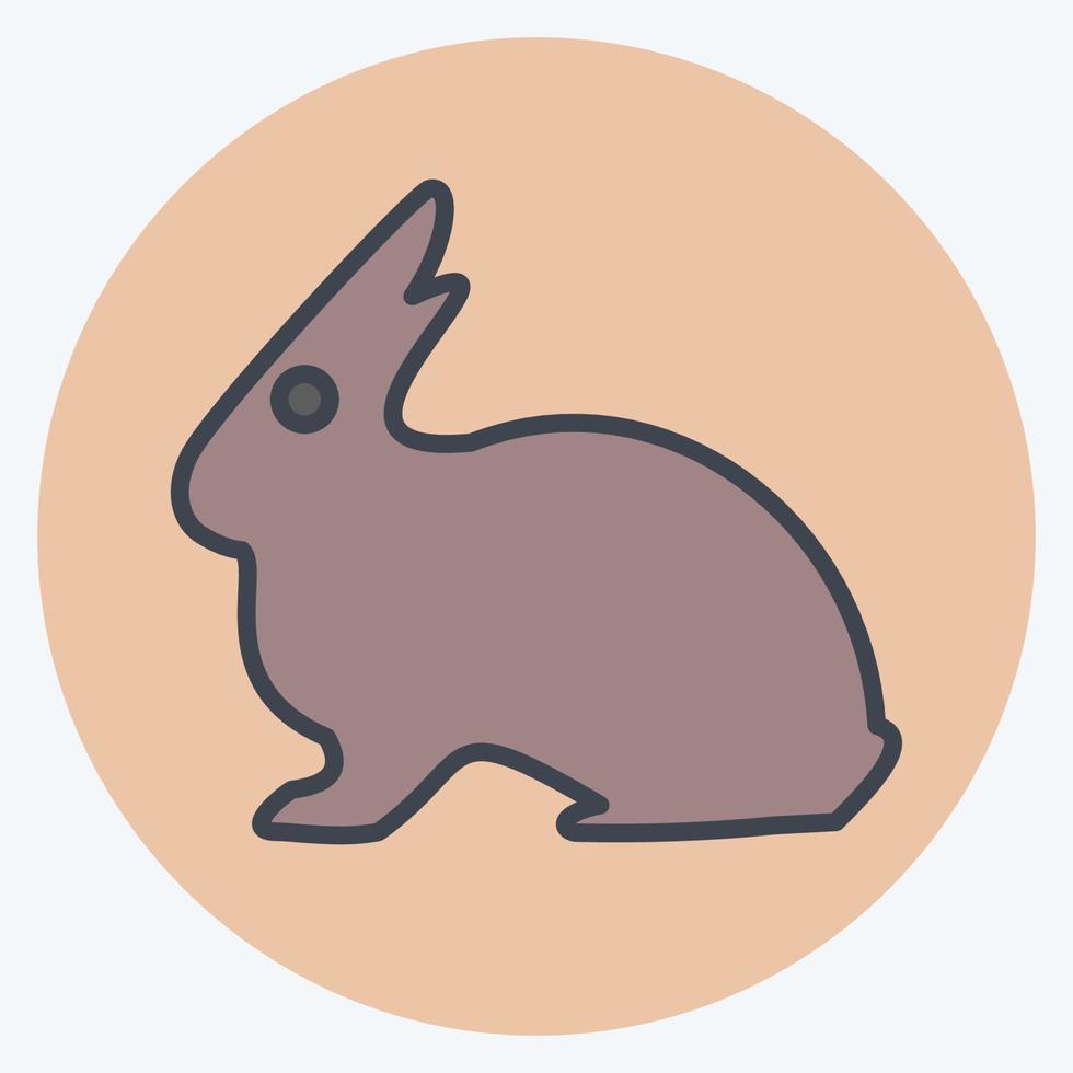 Pet Rabbit Icon in trendy color mate style isolated on soft blue background vector