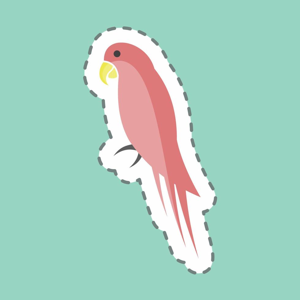 Pet Parrot Sticker in trendy line cut isolated on blue background vector