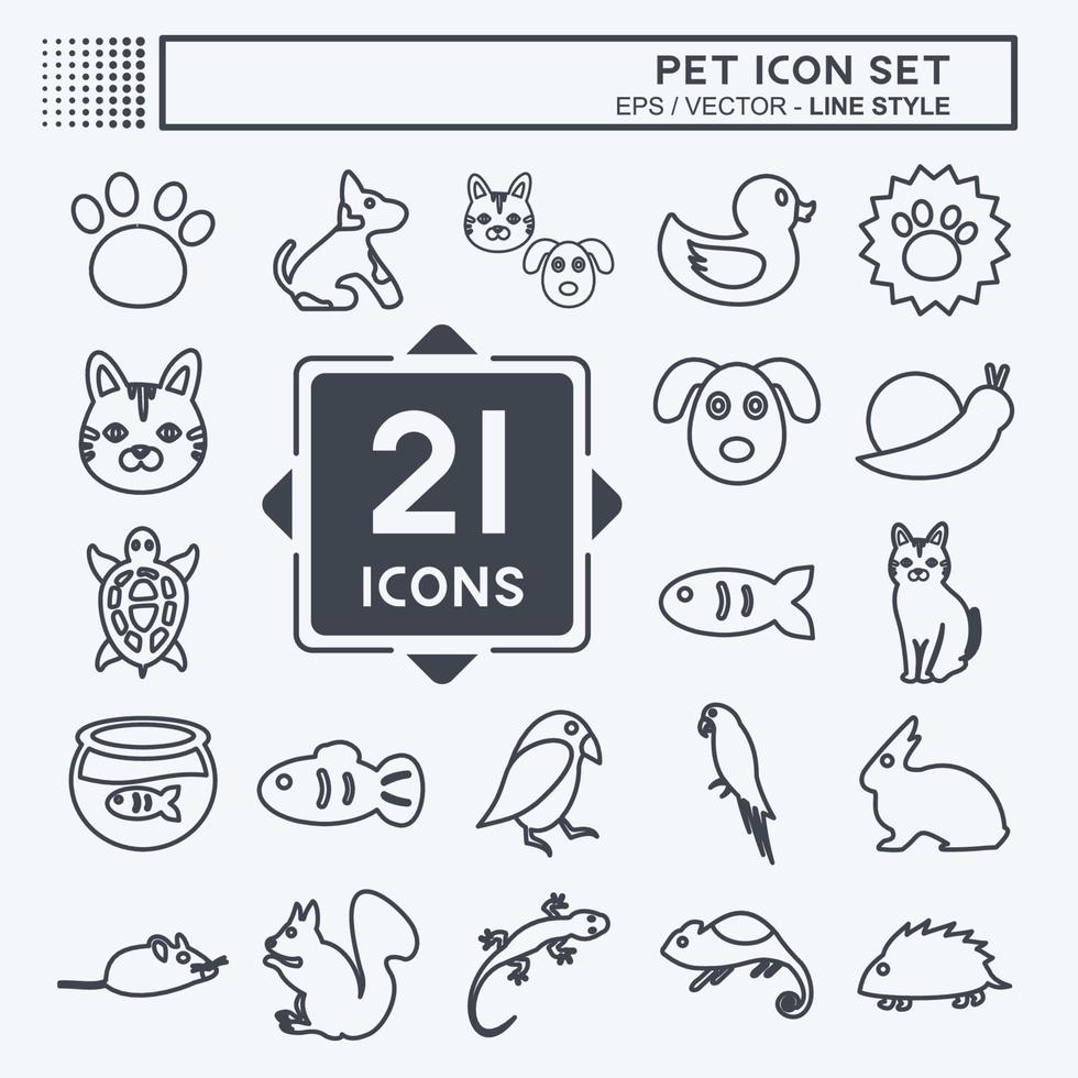 Pet Icon Set in trendy line style isolated on soft blue background vector