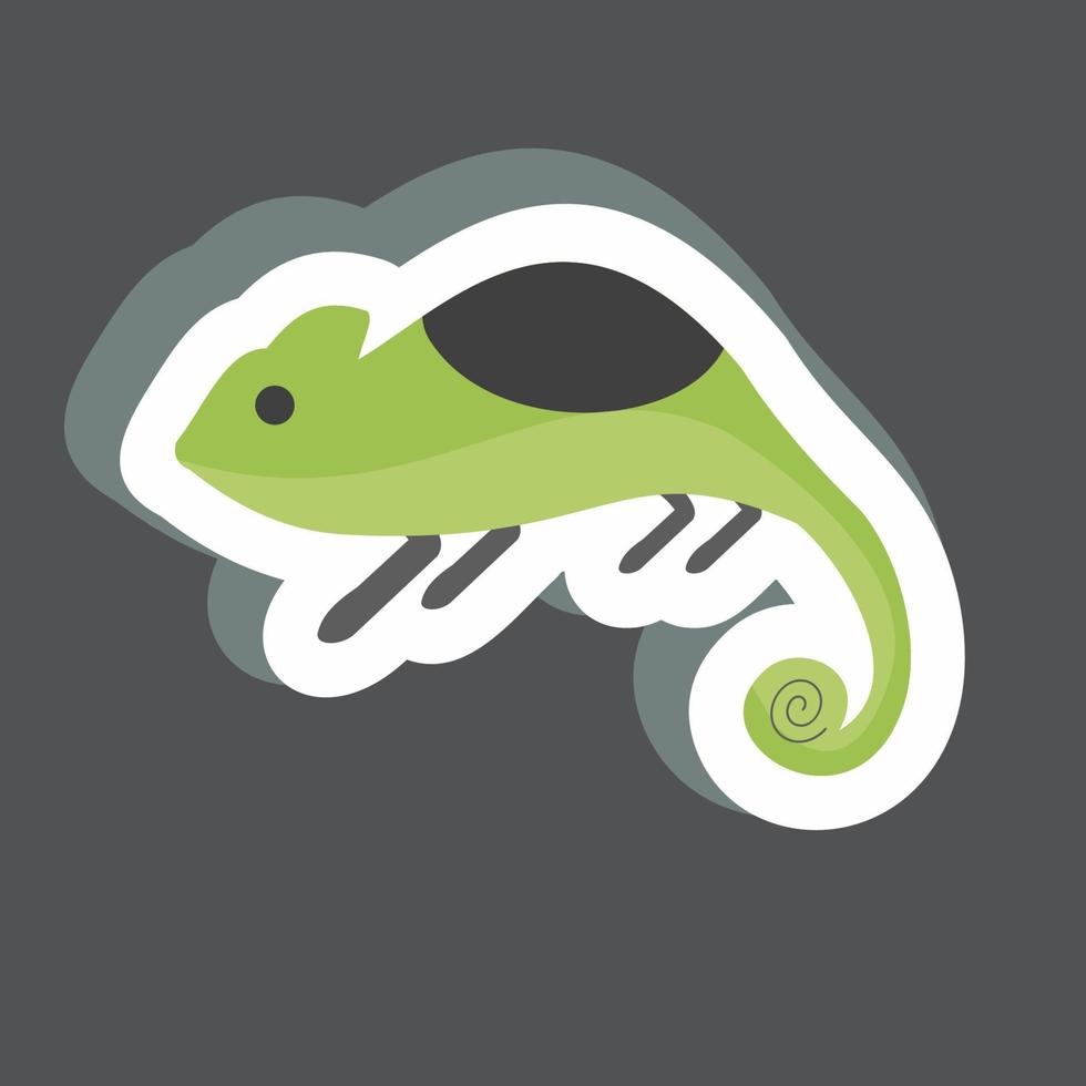 Pet Chameleon Sticker in trendy isolated on black background vector